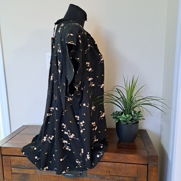 Buffalo David Bitton Floral Blouse Lightweight Flowy Top XXL Black Pink - Picture 5 of 14